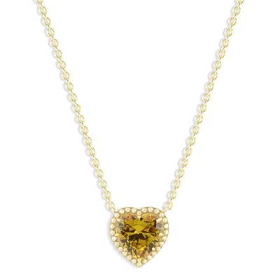 Belacqua Citrine November Birthstone Heart Pendant Necklace In 14k Gold Plated Sterling Silver In ["brown"]