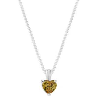 Belacqua Citrine November Birthstone Heart Pendant Necklace In Sterling Silver In ["brown"]
