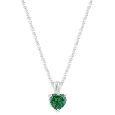 Belacqua Emerald May Birthstone Heart Pendant Necklace In Sterling Silver In ["green"]