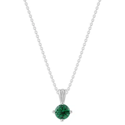 Belacqua Emerald May Birthstone Round Pendant Necklace In Sterling Silver In ["green"]