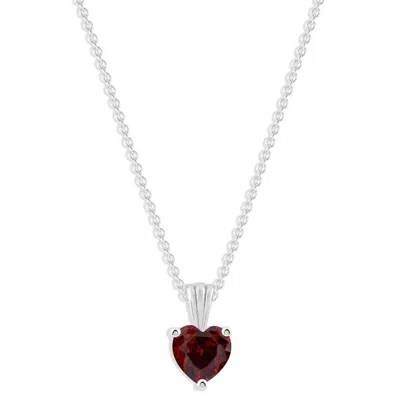 Belacqua Garnet January Birthstone Heart Pendant Necklace In Sterling Silver In ["red"]