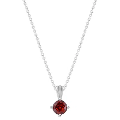 Belacqua Garnet January Birthstone Round Pendant Necklace In Sterling Silver In ["red"]