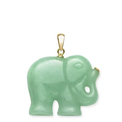 Belacqua Genuine Green Natural Jade Elephant Pendant Necklace Charm Without Chain