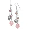 Belacqua Natural Cultured Freshwater Pearl And Rose Quartz Dangle Drop Tassel Earrings In Sterling S In Multi