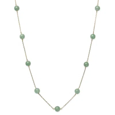 Belacqua Natural Green Jade Station Necklace In 10k Yellow Gold