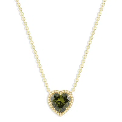 Belacqua Peridot August Birthstone Heart Pendant Necklace In 14k Gold Plated Sterling Silver In ["green"]