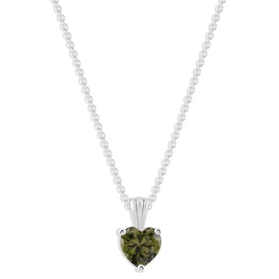 Belacqua Peridot August Birthstone Heart Pendant Necklace In Sterling Silver In ["green"]