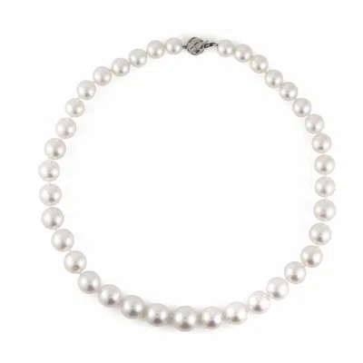 Belacqua Round White South Sea Pearl Graduated Strand Necklace In 14k White Gold
