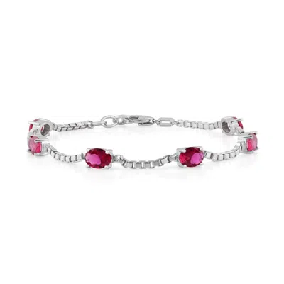 Belacqua Siam Ruby July Birthstone Bracelet In Sterling Silver