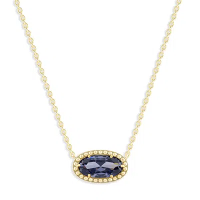 Belacqua Tanzanite December Birthstone Oval Pendant Necklace In 14k Gold Plated Sterling Silver In ["blue"]