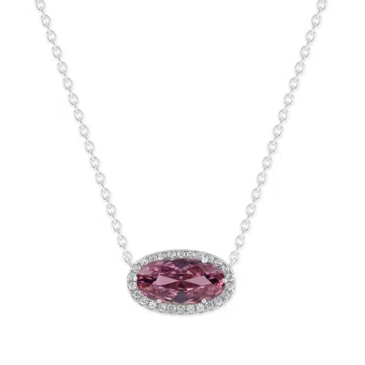 Belacqua Tourmaline October Birthstone Halo Pendant Necklace In Sterling Silver In ["pink"]