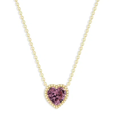 Belacqua Tourmaline October Birthstone Heart Pendant Necklace In 14k Gold Plated Sterling Silver In ["pink"]
