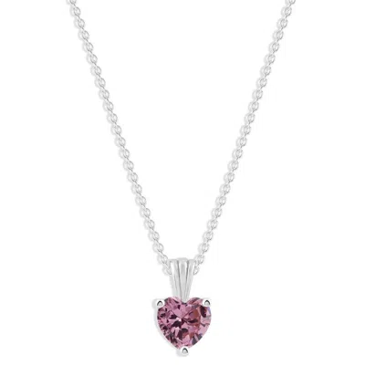 Belacqua Tourmaline October Birthstone Heart Pendant Necklace In Sterling Silver In ["pink"]