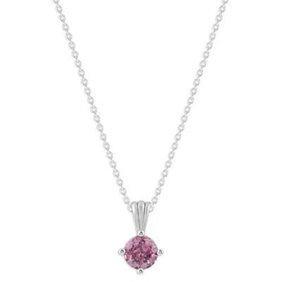 Belacqua Tourmaline October Birthstone Round Pendant Necklace In Sterling Silver In ["pink"]