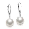 Belacqua White Cultured Freshwater Pearl Round Dangle Earrings In 14k White Gold Jewelry For Women In White