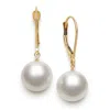 Belacqua White Cultured Freshwater Pearl Round Drop Earrings In 14k Yellow Gold Jewelry For Women In White
