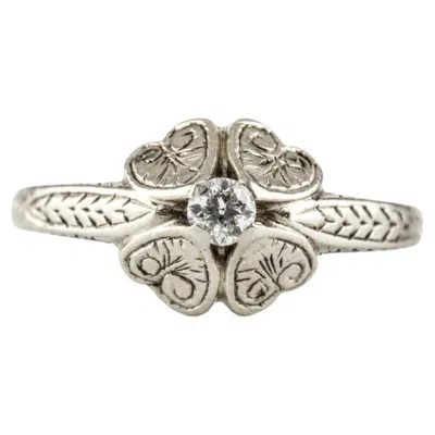Pre-owned Belais Art Deco Diamond Solitaire Floral Ring In Multi