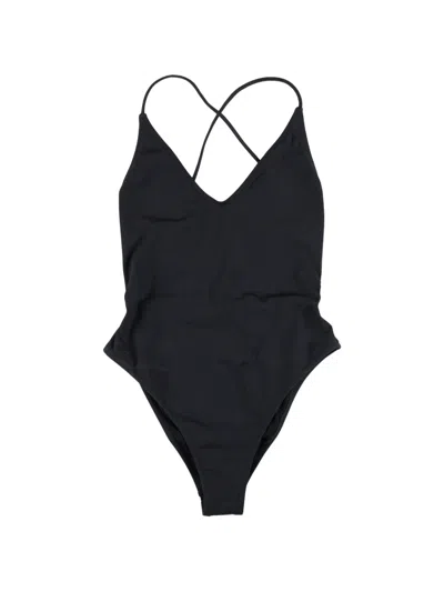 Belamer Elen Ribbed Crossover-strap Swimsuit In Black