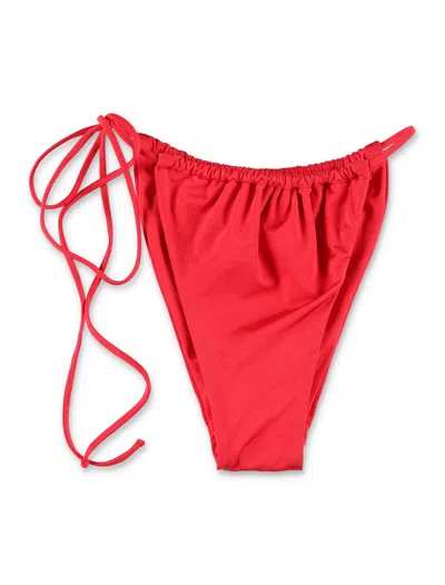Belamer Mini Brazilian Cut Bikini Bottom With Adjustable Ruching In Red