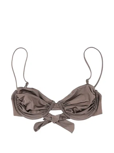 Belamer Olivia Ruched Bikini Top In Brown