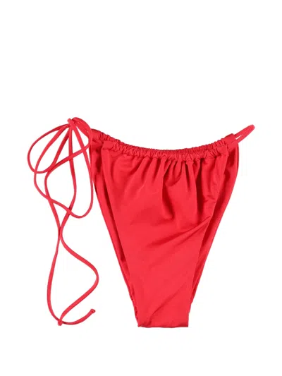 Belamer Tina Ruched Bikini Bottom In Red