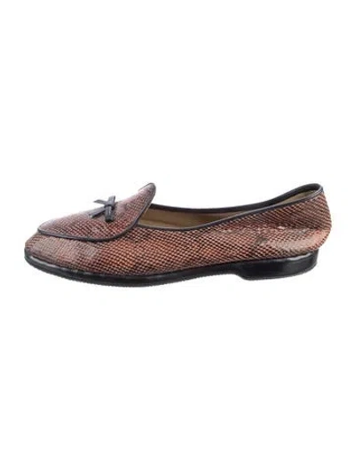 Pre-owned Belgian Shoes Leather Animal Print Loafers In Brown