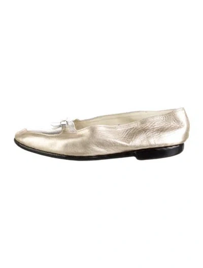 Pre-owned Belgian Shoes Leather Bow Accents Ballet Flats