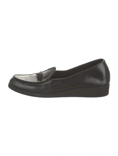Pre-owned Belgian Shoes Leather Bow Accents Loafers In Black