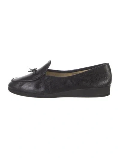 Pre-owned Belgian Shoes Leather Bow Accents Loafers In Black