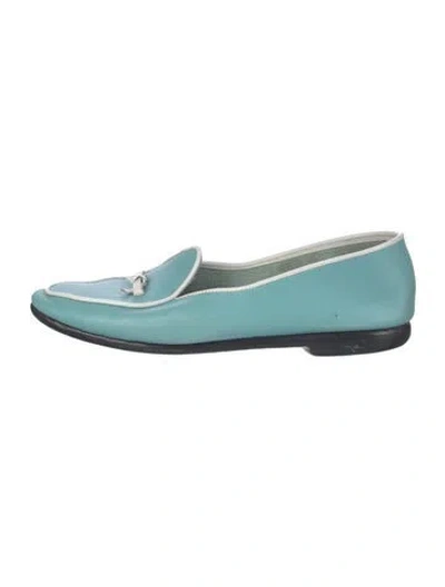 Pre-owned Belgian Shoes Leather Bow Accents Loafers In Blue