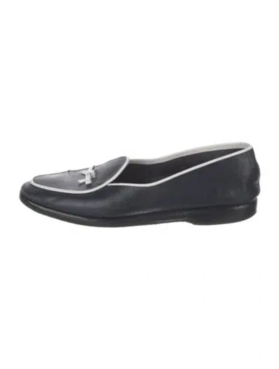 Pre-owned Belgian Shoes Leather Bow Accents Loafers In Blue