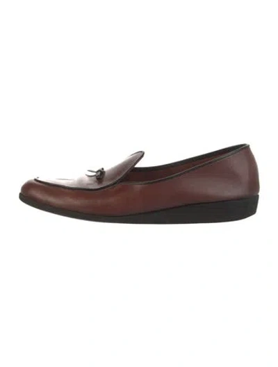 Pre-owned Belgian Shoes Leather Bow Accents Loafers In Brown