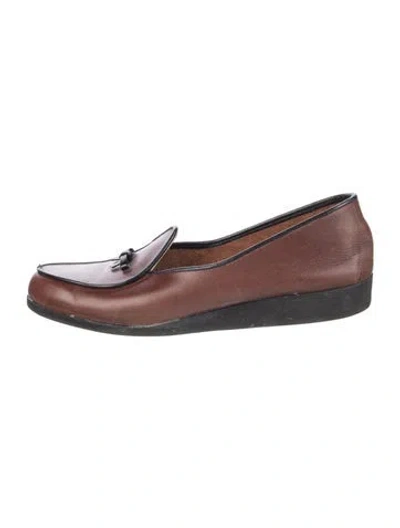 Pre-owned Belgian Shoes Leather Bow Accents Loafers In Brown