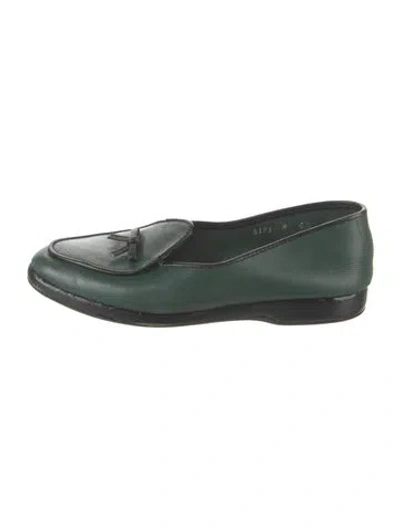 Pre-owned Belgian Shoes Leather Bow Accents Loafers In Green