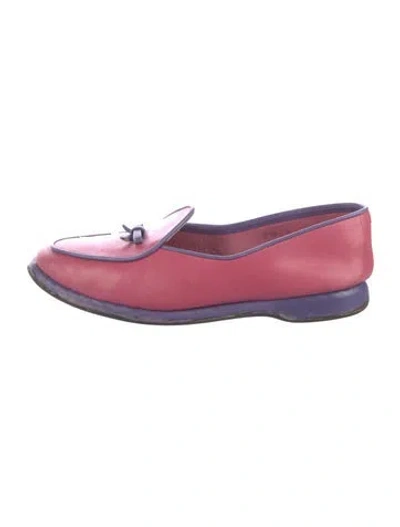 Pre-owned Belgian Shoes Leather Bow Accents Loafers In Pink