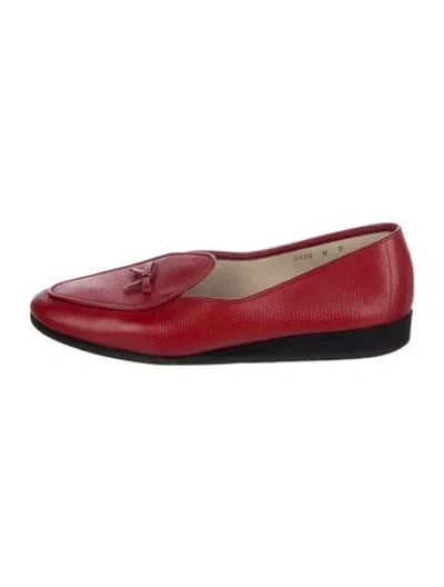 Pre-owned Belgian Shoes Leather Bow Accents Loafers In Red