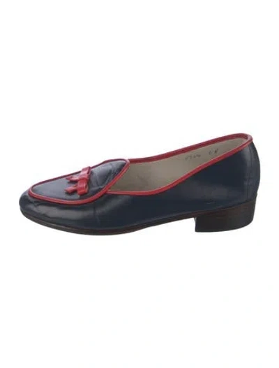 Pre-owned Belgian Shoes Leather Colorblock Pattern Loafers In Blue
