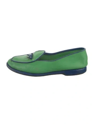 Pre-owned Belgian Shoes Leather Loafers In Green