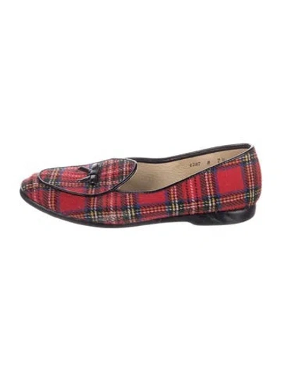 Pre-owned Belgian Shoes Leather Plaid Print Loafers In Red