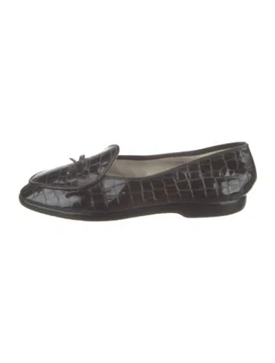 Pre-owned Belgian Shoes Patent Leather Animal Print Loafers In Black