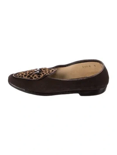 Pre-owned Belgian Shoes Suede Animal Print Flats In Black