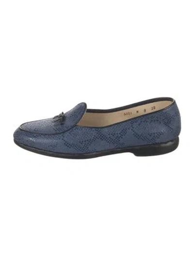 Pre-owned Belgian Shoes Suede Animal Print Loafers In Blue