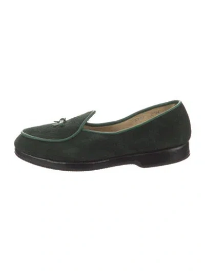 Pre-owned Belgian Shoes Suede Bow Accents In Green