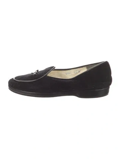 Pre-owned Belgian Shoes Velvet Bow Accents In Black