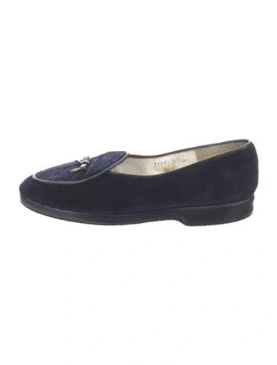 Pre-owned Belgian Shoes Velvet Bow Accents In Blue