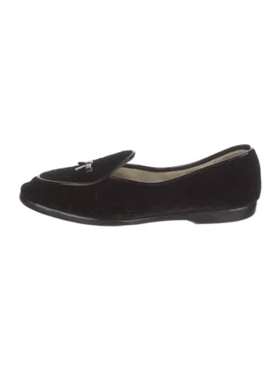 Pre-owned Belgian Shoes Velvet Bow Accents Loafers In Black