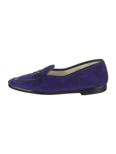 Pre-owned Belgian Shoes Velvet Bow Accents Loafers In Purple
