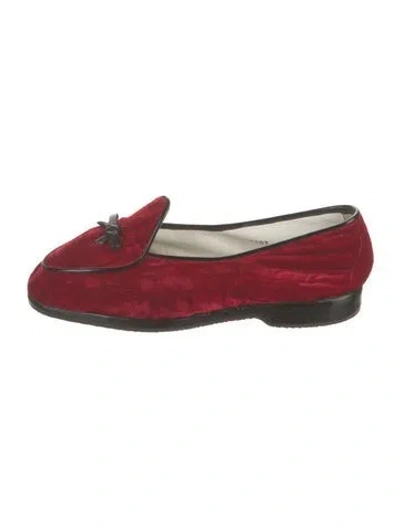 Pre-owned Belgian Shoes Velvet Bow Accents Loafers In Red