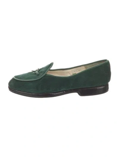 Pre-owned Belgian Shoes Velvet Loafers In Green