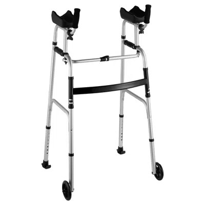 Belgyan 2 In 1 Folding Walker & Removable Armrests, Height Adjustable Foldable Walker With 5" Solid Wheels,  In Silver